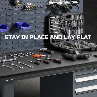 ONREVA Tool Box Liner 17 inch Wide x 18 ft Large, Thick Heavy Duty Toolbox Drawer Liners, Rolling Tool Chest Foam Mat, Shelf Rubber Mat, Black Non-Slip Organizer Pad for Cabinet, Workbench