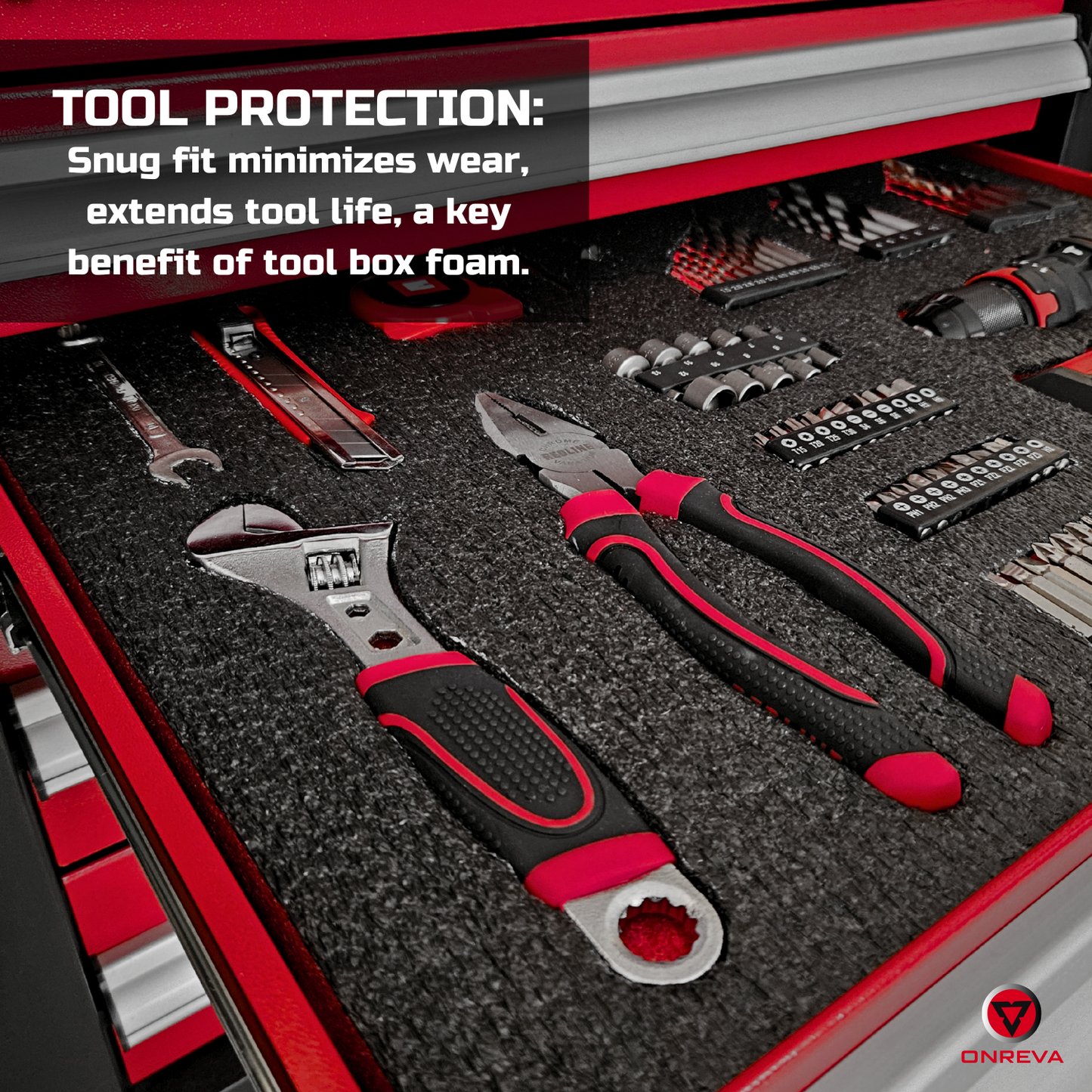 ONREVA Tool Box Foam, 1PC 48x24x1 inch, Foam Inserts for Cases, Polyethylene Storage Sheets for Toolbox Hard Case, Tool Shadow Insert, Kaizen Organizer Sheet