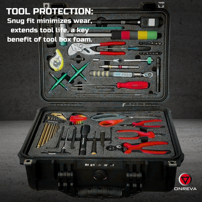 ONREVA Tool Box Foam 48x24x1 inch 3Pack, Foam Inserts for Cases, Polyethylene Storage Sheets for Toolbox Hard Case, Tool Shadow Insert, Kaizen Organizer Sheet, Black