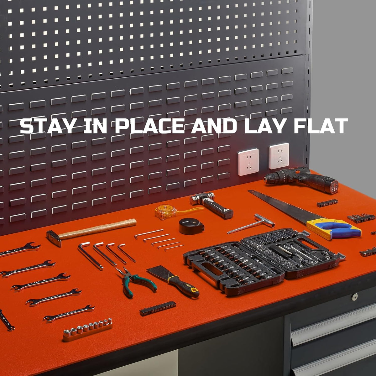 Tool Box Liner 16" Wide x 18 Ft, 1/8" Thick Heavy Duty Toolbox Drawer Liners for Tool Chest Cabinet Workbench & Garage Shelf, Protective Non-Slip Mat for Mechanics & Workshops, Orange