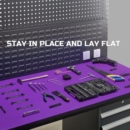Tool Box Liner 24" Wide x 24 Ft, 1/8" Thick Heavy Duty Toolbox Drawer Liners for Tool Chest Cabinet Workbench & Garage Shelf, Protective Non-Slip Mat for Mechanics & Workshops, Purple