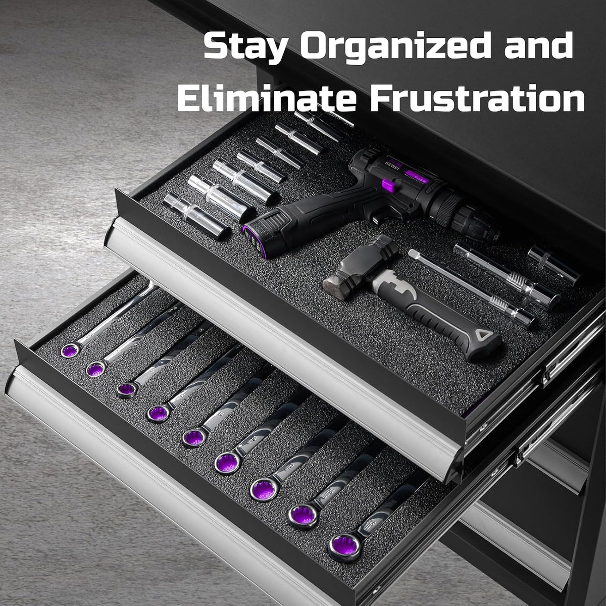 Tool Box Foam Organizer 16x12x1 inch 4 Pack, Kaizen Sheets for Pro Tool Control, Custom Tool Shadow Inserts for Cases & Drawers, High Density Polyethylene Foam, Purple