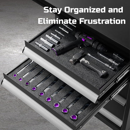 Tool Box Foam Organizer 16x12x1 inch 4 Pack, Kaizen Sheets for Pro Tool Control, Custom Tool Shadow Inserts for Cases & Drawers, High Density Polyethylene Foam, Purple