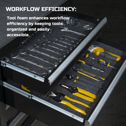 Tool Box Foam, 1PC 48x24x2 inch, Foam Inserts for Cases, Polyethylene Storage Sheets for Toolbox Hard Case, Tool Shadow Insert, Kaizen Organizer Sheet, Black with Yellow