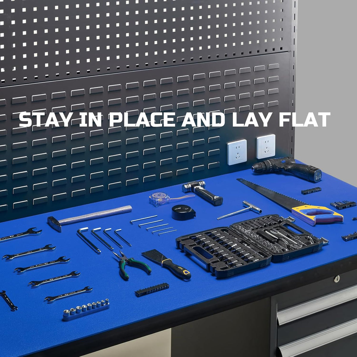 Tool Box Liner 18" Wide x 24 Ft, 1/8" Thick Heavy Duty Toolbox Drawer Liners for Tool Chest Cabinet Workbench & Garage Shelf, Protective Non-Slip Mat for Mechanics & Workshops, Blue