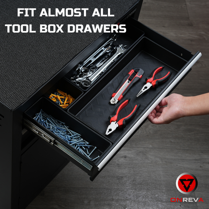 ONREVA 12 PCs Tool Box Organizer Tray Set, Toolbox Storage Non-slip Trays, Rolling Tool Chest Drawer Dividers, Tool Cabinet Bins, Hardware, Screws, Nuts, Screwdrivers, pliers, Small Tools Organization