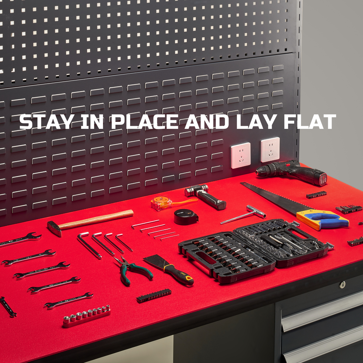 ONREVA Tool Box Liner 24 inch Wide x 24 ft Large, Thick Heavy Duty Toolbox Drawer Liners, Rolling Tool Chest Foam Mat, Shelf Rubber Mat, Non-Slip Organizer Pad for Cabinet Workbench, Red