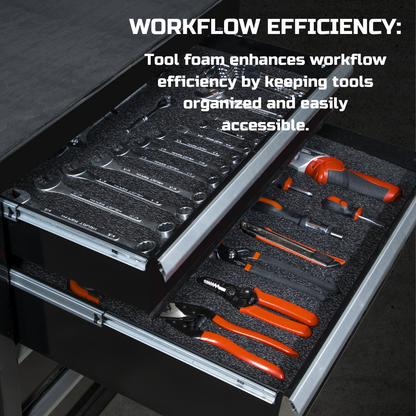 Tool Box Foam, 1PC 48x24x1 inch, Foam Inserts for Cases, Polyethylene Storage Sheets for Toolbox Hard Case, Tool Shadow Insert, Kaizen Organizer Sheet, Black with Orange