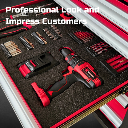 ONREVA Tool Box Foam 38x16x2 inch 2Pack, Foam Inserts for Cases, Polyethylene Storage Sheets for Toolbox Hard Case, Tool Shadow Insert, Kaizen Organizer Sheet, Black with Red