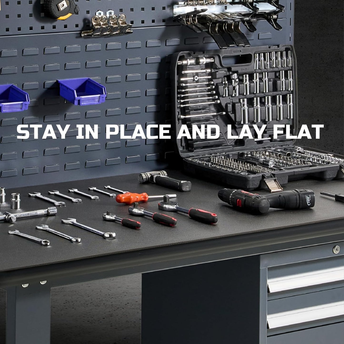 ONREVA Tool Box Liner 30 inch Wide x 12 ft Large, Thick Heavy Duty Toolbox Drawer Liners, Rolling Tool Chest Foam Mat, Shelf Rubber Mat, Black Non-Slip Organizer Pad for Cabinet, Workbench