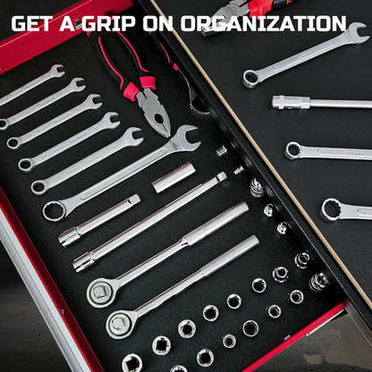 ONREVA Tool Box Liner 36 inch wide x 18 ft Large, Thick Heavy Duty Toolbox Drawer Liners, Rolling Tool Chest Foam Mat, Shelf Rubber Mat, Black Non-slip Organizer Pad for Cabinet, Workbench