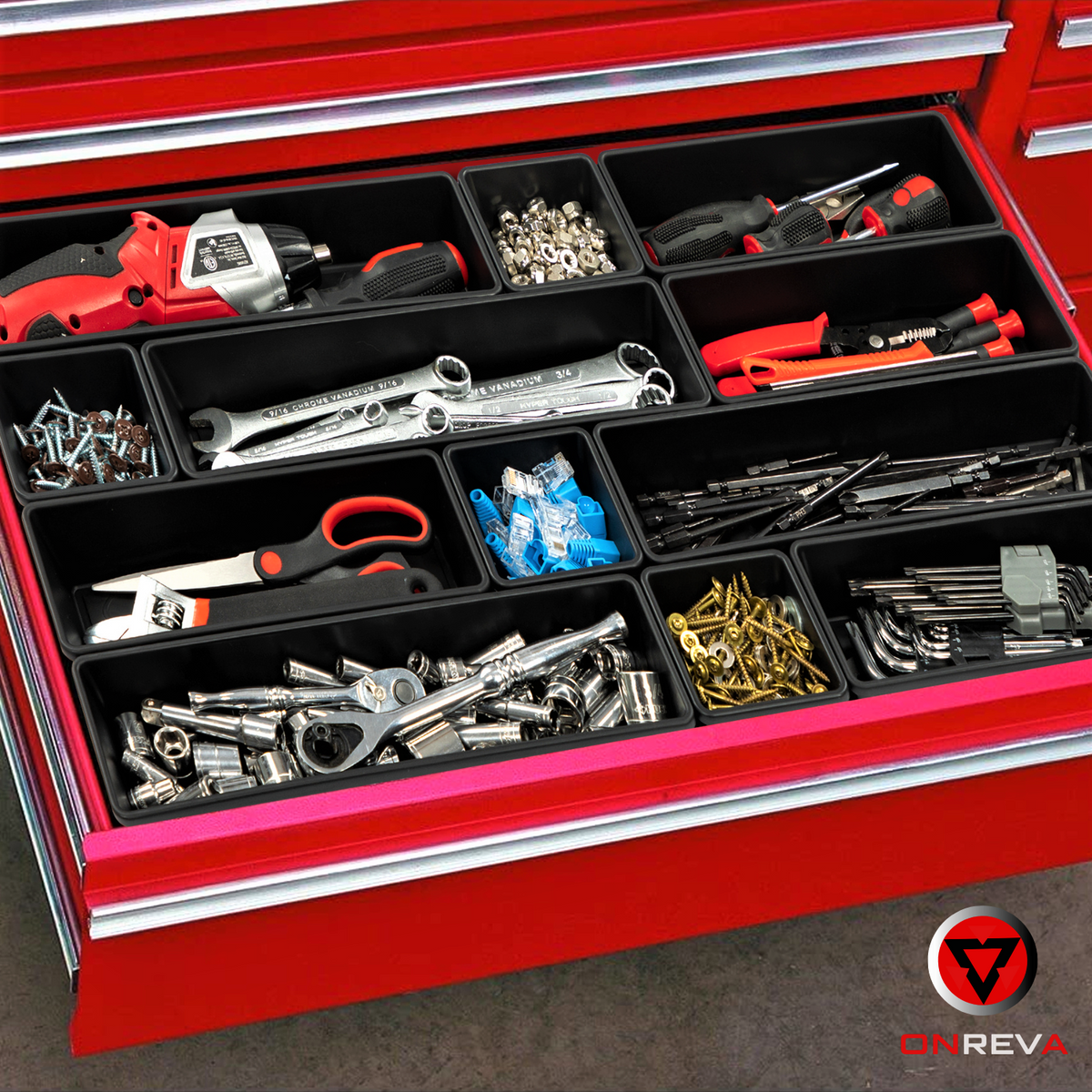ONREVA 6 PCs Tool Box Organizer Tray Set, Toolbox Storage Non-slip Tra