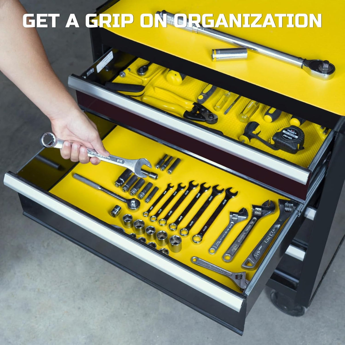 Tool Box Liner 24" Wide x 24 Ft, 1/8" Thick Heavy Duty Toolbox Drawer Liners for Tool Chest Cabinet Workbench & Garage Shelf, Protective Non-Slip Mat for Mechanics & Workshops, Yellow