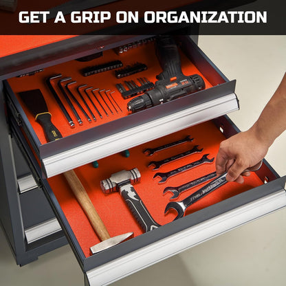 Tool Box Liner 16" Wide x 18 Ft, 1/8" Thick Heavy Duty Toolbox Drawer Liners for Tool Chest Cabinet Workbench & Garage Shelf, Protective Non-Slip Mat for Mechanics & Workshops, Orange