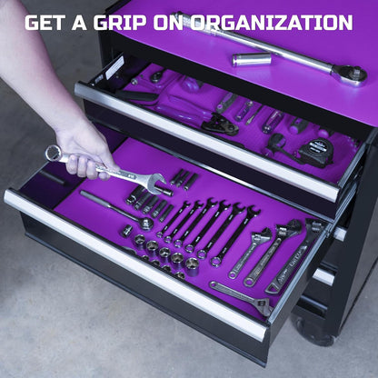 Tool Box Liner 24" Wide x 24 Ft, 1/8" Thick Heavy Duty Toolbox Drawer Liners for Tool Chest Cabinet Workbench & Garage Shelf, Protective Non-Slip Mat for Mechanics & Workshops, Purple