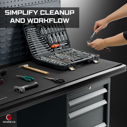 ONREVA Workbench Mat 24X72 Inches, EVA Rubber Work Mat, Protect Your Work Bench Top, Heavy Duty Pad for Tool Box Top, Table, Tool Station, Rolling Cabinet Cart Cover Liner Matt, 72"X24" 5mm Thick