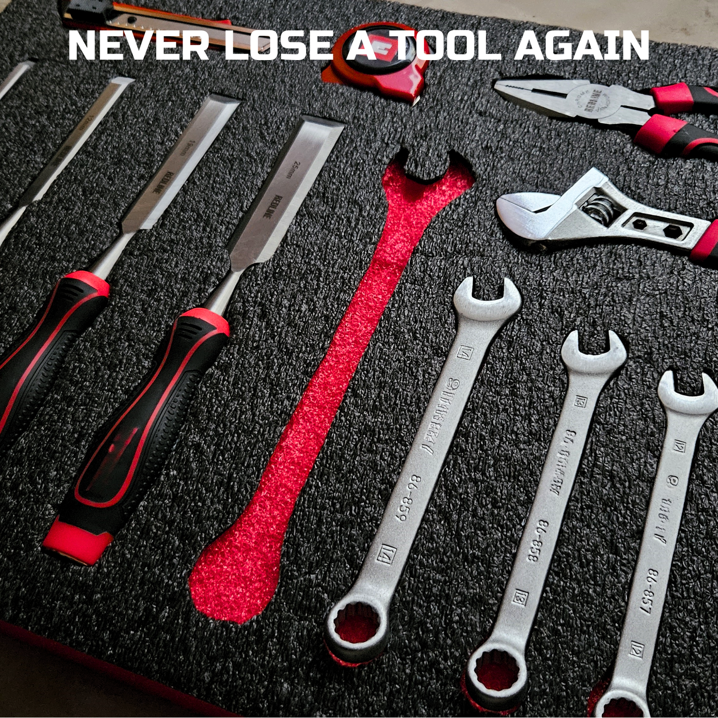 ONREVA Tool Box Foam 48x24x1.5 inch 2Pack, Foam Inserts for Cases, Polyethylene Storage Sheets for Toolbox Hard Case, Tool Shadow Insert, Kaizen Organizer Sheet, Black with Red