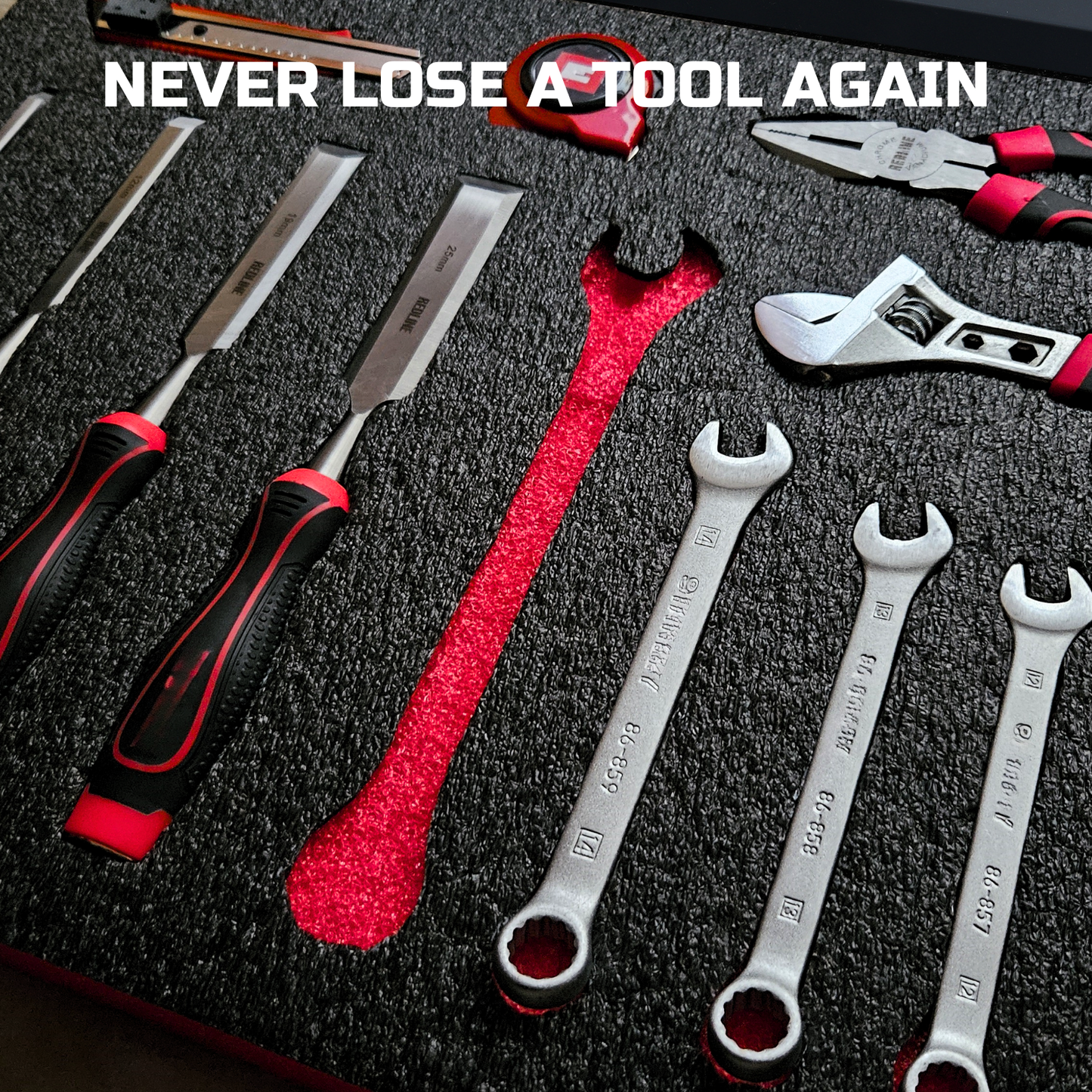 ONREVA Tool Box Foam 40x20x2 inch 2Pack, Foam Inserts for Cases, Polyethylene Storage Sheets for Toolbox Hard Case, Tool Shadow Insert, Kaizen Organizer Sheet, Black with Red