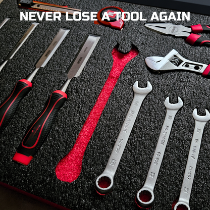 ONREVA Tool Box Foam 40x20x2 inch 2Pack, Foam Inserts for Cases, Polyethylene Storage Sheets for Toolbox Hard Case, Tool Shadow Insert, Kaizen Organizer Sheet, Black with Red