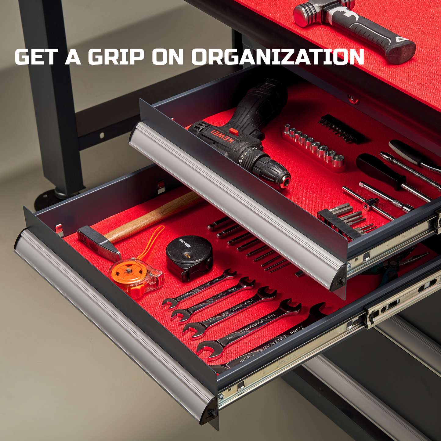 Tool Box Liner 30 inch Wide x 22 Ft Large, Toolbox Drawer Liners, Heavy Duty Shelf Rubber Mat, Non Slip Pad Organizer for Rolling Tool Chest Drawers, Cabinet, Workbench, Red