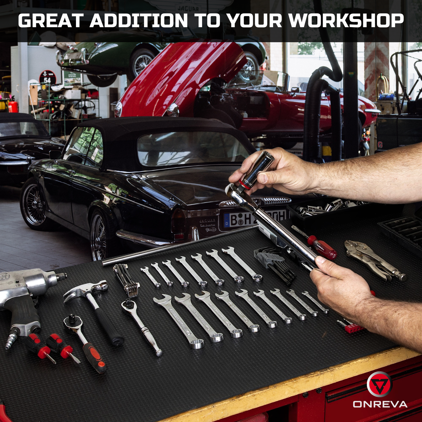 ONREVA Tool Box Liner 36 inch wide x 18 ft Large, Thick Heavy Duty Toolbox Drawer Liners, Rolling Tool Chest Foam Mat, Shelf Rubber Mat, Black Non-slip Organizer Pad for Cabinet, Workbench