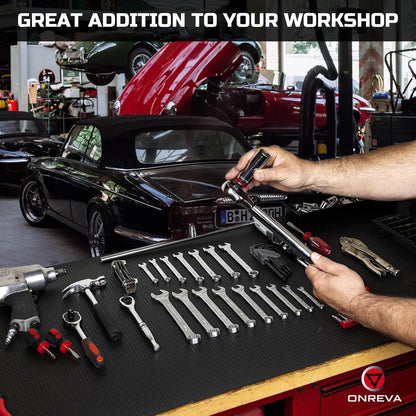 ONREVA Tool Box Liner 20 inch wide x 19 ft Large, Thick Heavy Duty Toolbox Drawer Liners, Rolling Tool Chest Foam Mat, Shelf Rubber Mat, Black Non-slip Organizer Pad for Cabinet, Workbench