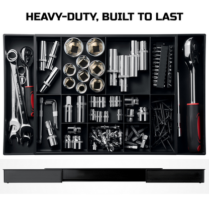 Tool Box Organizer Tray Divider Set, Expandable Large Toolbox Storage Tray Kit, Rolling Tool Chest Drawer Bins, Hardware Screwdrivers Pliers Organization, 2pcs low profile Trays