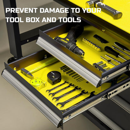Tool Box Liner 24" Wide x 24 Ft, 1/8" Thick Heavy Duty Toolbox Drawer Liners for Tool Chest Cabinet Workbench & Garage Shelf, Protective Non-Slip Mat for Mechanics & Workshops, Yellow