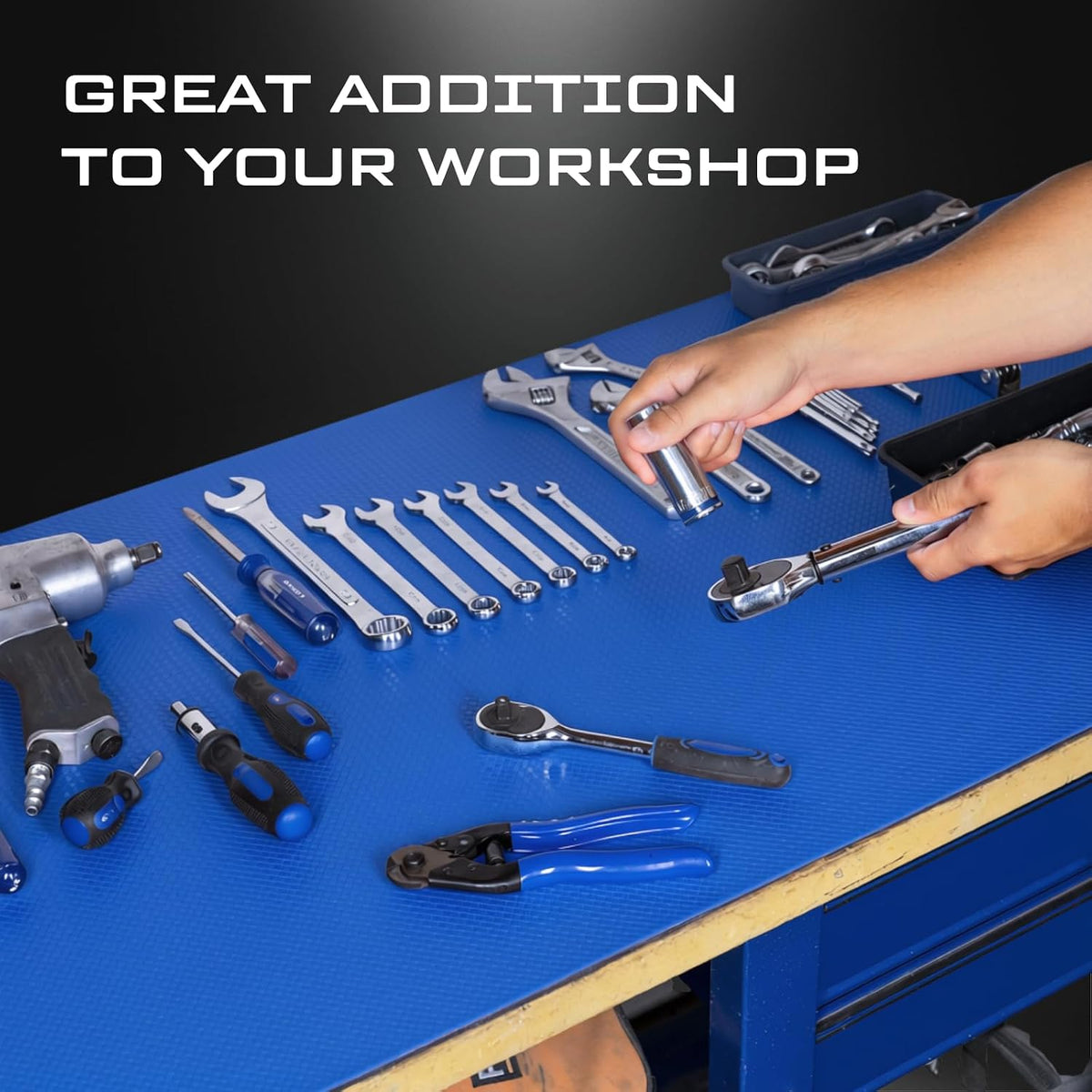 Tool Box Liner 18" Wide x 24 Ft, 1/8" Thick Heavy Duty Toolbox Drawer Liners for Tool Chest Cabinet Workbench & Garage Shelf, Protective Non-Slip Mat for Mechanics & Workshops, Blue