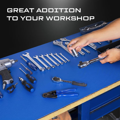 Tool Box Liner 18" Wide x 24 Ft, 1/8" Thick Heavy Duty Toolbox Drawer Liners for Tool Chest Cabinet Workbench & Garage Shelf, Protective Non-Slip Mat for Mechanics & Workshops, Blue
