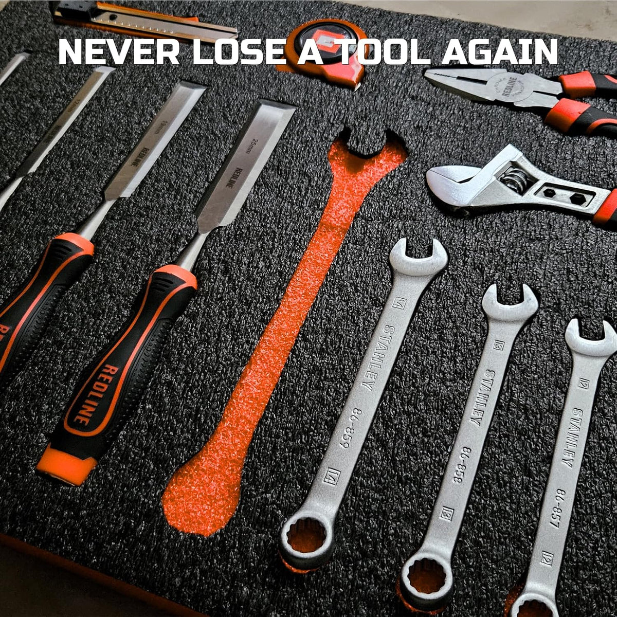 ONREVA Tool Box Foam Organizer 30x22x1 inch 3Pack, Kaizen Sheets for Pro Tool Control, Custom Tool Shadow Inserts for Cases & Drawers, High Density Polyethylene Foam, Orange