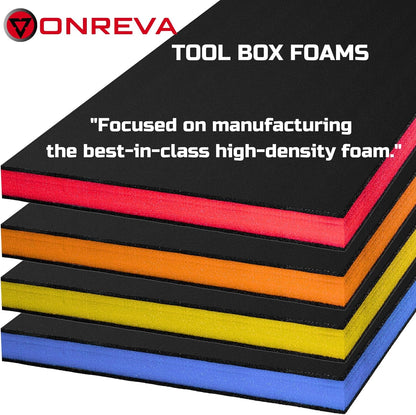 ONREVA Tool Box Foam 16x12x2 inch 2Pack, Foam Inserts for Cases, Polyethylene Storage Sheets for Toolbox Hard Case, Tool Shadow Insert, Kaizen Organizer Sheet, Black with Red