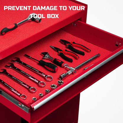 ONREVA Tool Box Liner 24 inch Wide x 24 ft Large, Thick Heavy Duty Toolbox Drawer Liners, Rolling Tool Chest Foam Mat, Shelf Rubber Mat, Non-Slip Organizer Pad for Cabinet Workbench, Red