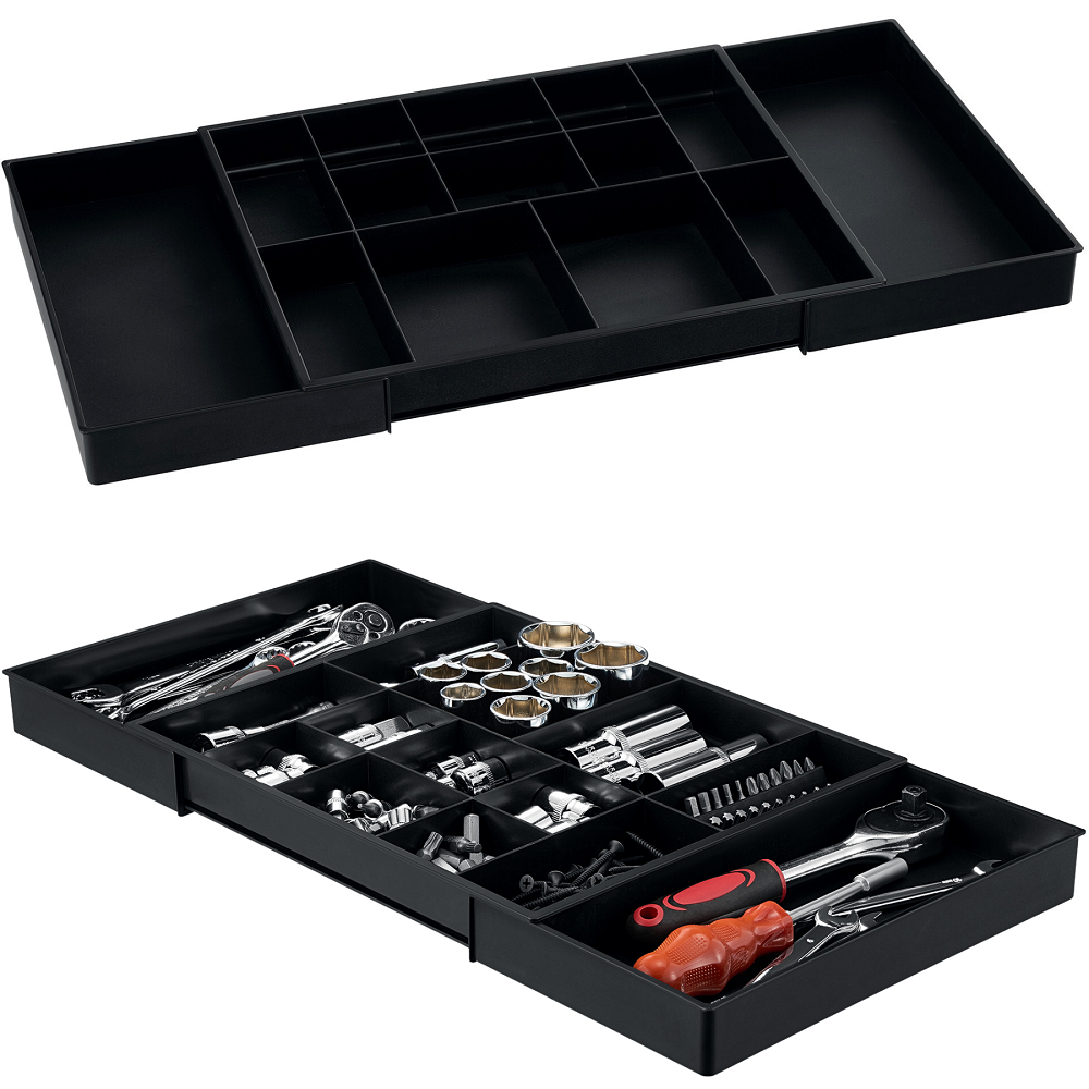 Tool Box Organizer Tray Divider Set, Expandable Large Toolbox Storage Tray Kit, Rolling Tool Chest Drawer Bins, Hardware Screwdrivers Pliers Organization, 2pcs low profile Trays