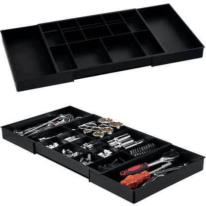 Tool Box Organizer Tray Divider Set, Expandable Large Toolbox Storage Tray Kit, Rolling Tool Chest Drawer Bins, Hardware Screwdrivers Pliers Organization, 2pcs low profile Trays