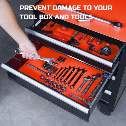 Tool Box Liner 16" Wide x 18 Ft, 1/8" Thick Heavy Duty Toolbox Drawer Liners for Tool Chest Cabinet Workbench & Garage Shelf, Protective Non-Slip Mat for Mechanics & Workshops, Orange