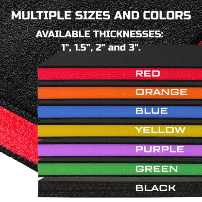 ONREVA Tool Box Foam Organizer 30x22x1 inch 3Pack, Kaizen Sheets for Pro Tool Control, Custom Tool Shadow Inserts for Cases & Drawers, High Density Polyethylene Foam, Black with Red